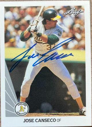 Jose Canseco Signed 1990 Leaf Baseball Card - Oakland A's - PastPros