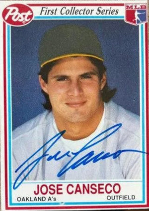 Jose Canseco Signed 1990 Post Cereal Baseball Card - Oakland A's