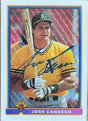 Jose Canseco Signed 1991 Bowman Baseball Card - Oakland A's #227 - PastPros