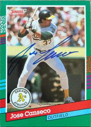 Jose Canseco Signed 1991 Donruss Baseball Card - Oakland A's #536 - PastPros