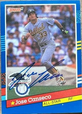 Jose Canseco Signed 1991 Donruss Baseball Card - Oakland A's #50