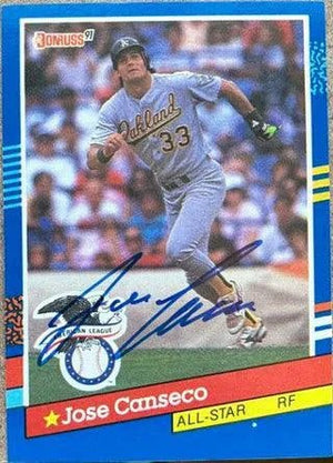 Jose Canseco Signed 1991 Donruss Baseball Card - Oakland A's #50