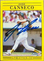 Jose Canseco Signed 1991 Fleer Baseball Card - Oakland A's