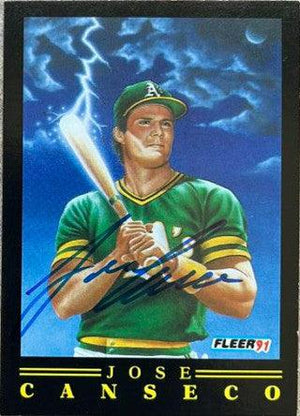 Jose Canseco Signed 1991 Fleer Pro-Visions Baseball Card - Oakland A's - PastPros