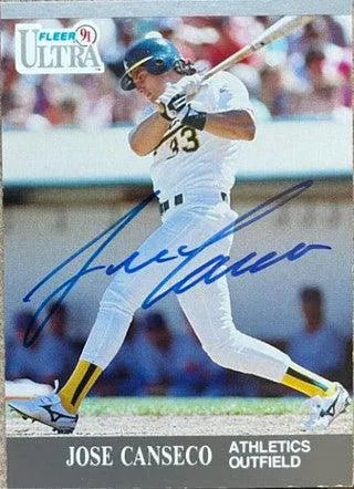 Jose Canseco Signed 1991 Fleer Ultra Baseball Card - Oakland A's