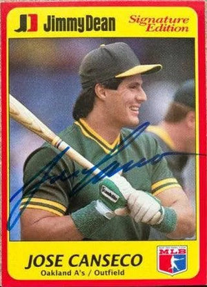 Jose Canseco Signed 1991 Jimmy Dean Baseball Card - Oakland A's