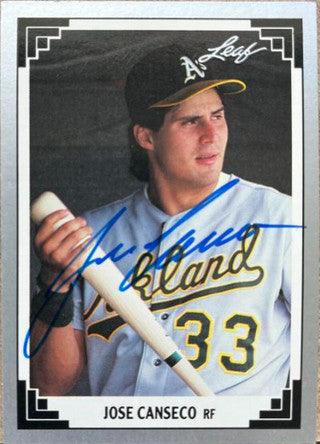 Jose Canseco Signed 1991 Leaf Baseball Card - Oakland A's - PastPros