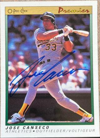 Jose Canseco Signed 1991 O-Pee-Chee Premier Baseball Card - Oakland A's - PastPros