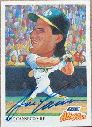 Jose Canseco Signed 1991 Score Baseball Card - Oakland A's #398 - PastPros
