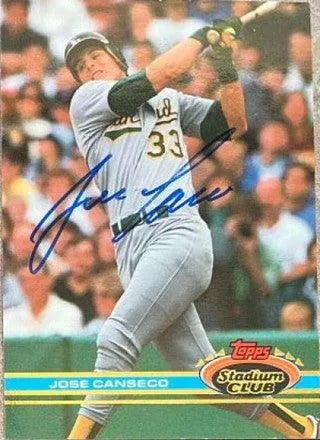 Jose Canseco Signed 1991 Stadium Club Baseball Card - Oakland A's