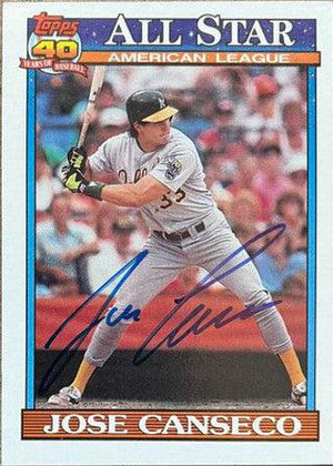 Jose Canseco Signed 1991 Topps All-Star Baseball Card - Oakland A's - PastPros