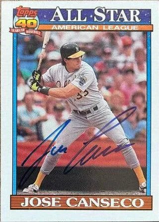 Jose Canseco Signed 1991 Topps All-Star Baseball Card - Oakland A's