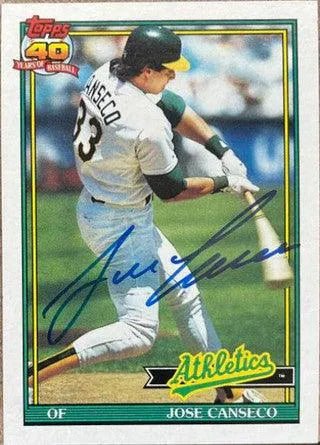 Jose Canseco Signed 1991 Topps Baseball Card - Oakland A's #700