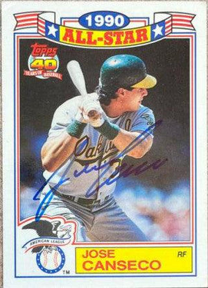 Jose Canseco Signed 1991 Topps Glossy All-Stars Baseball Card - Oakland A's - PastPros