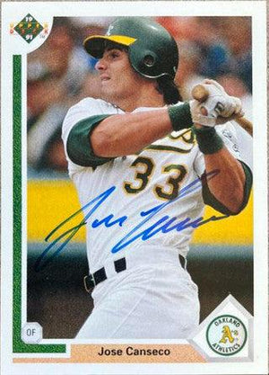Jose Canseco Signed 1991 Upper Deck Baseball Card - Oakland A's - PastPros
