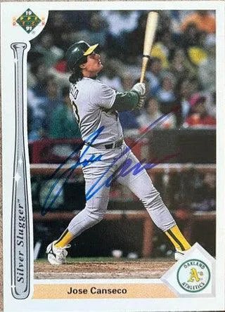 Jose Canseco Signed 1991 Upper Deck Silver Sluggers Baseball Card - Oakland A's