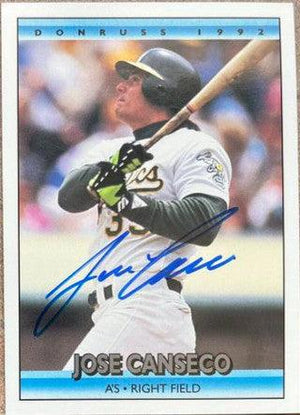 Jose Canseco Signed 1992 Donruss Baseball Card - Oakland A's - PastPros