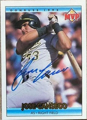 Jose Canseco Signed 1992 Donruss McDonald's MVP Baseball Card - Oakland A's