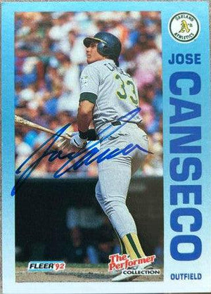 Jose Canseco Signed 1992 Fleer 7-Eleven/Citgo The Performer Baseball Card - Oakland A's - PastPros