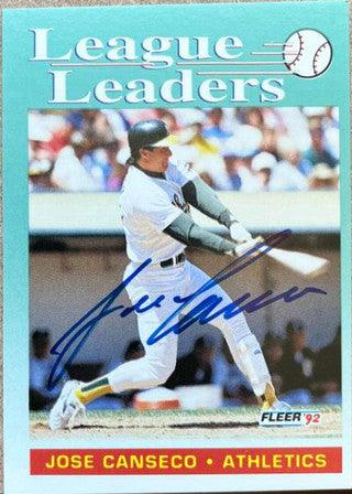 Jose Canseco Signed 1992 Fleer Baseball Card - Oakland A's #688 - PastPros