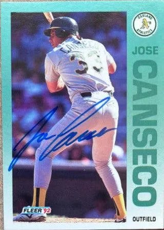 Jose Canseco Signed 1992 Fleer Baseball Card - Oakland A's #252