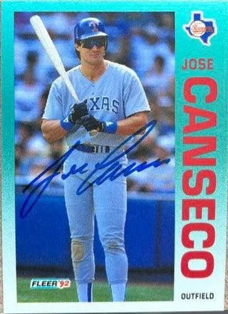 Jose Canseco Signed 1992 Fleer Update Baseball Card - Texas Rangers