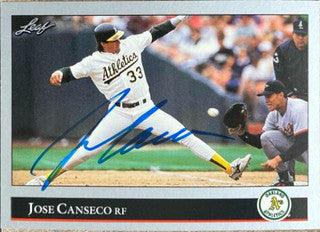 Jose Canseco Signed 1992 Leaf Baseball Card - Oakland A's - PastPros