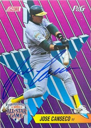 Jose Canseco Signed 1992 Score Procter & Gamble Baseball Card - Oakland A's - PastPros