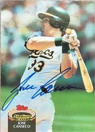 Jose Canseco Signed 1992 Stadium Club Baseball Card - Oakland A's