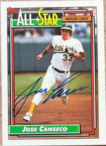 Jose Canseco Signed 1992 Topps All-Star Baseball Card - Oakland A's
