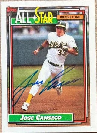 Jose Canseco Signed 1992 Topps All-Star Baseball Card - Oakland A's