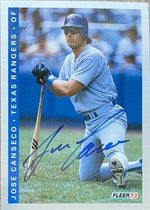 Jose Canseco Signed 1993 Fleer Baseball Card - Texas Rangers - PastPros