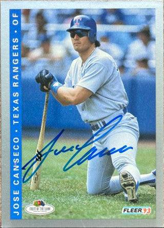Jose Canseco Signed 1993 Fleer Fruit of the Loom Baseball Card - Texas Rangers - PastPros