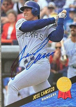 Jose Canseco Signed 1993 Leaf Baseball Card - Texas Rangers - PastPros