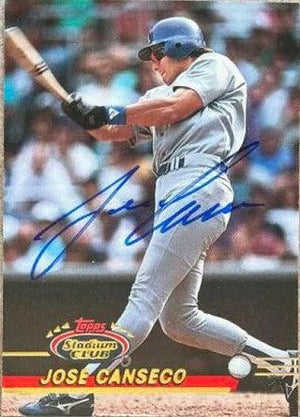 Jose Canseco Signed 1993 Stadium Club Baseball Card - Texas Rangers
