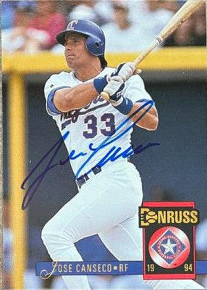 Jose Canseco Signed 1994 Donruss Baseball Card - Texas Rangers - PastPros