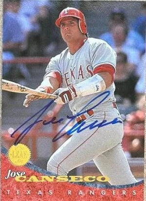 Jose Canseco Signed 1994 Leaf Baseball Card - Texas Rangers