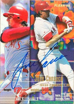 Jose Canseco Signed 1995 Fleer Baseball Card - Texas Rangers - PastPros