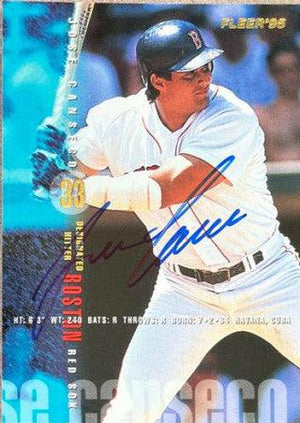 Jose Canseco Signed 1995 Fleer Update Baseball Card - Boston Red Sox - PastPros