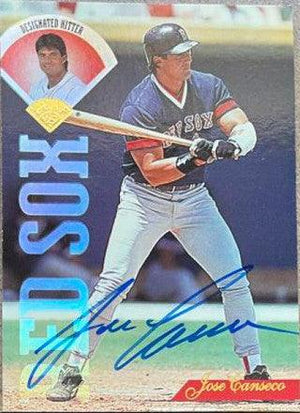 Jose Canseco Signed 1995 Leaf Baseball Card - Boston Red Sox - PastPros