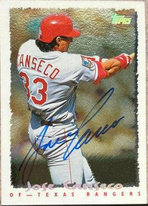 Jose Canseco Signed 1995 Topps Cyberstats Baseball Card - Texas Rangers - PastPros