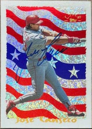 Jose Canseco Signed 1995 Topps Cyberstats Season In Review Baseball Card - Texas Rangers