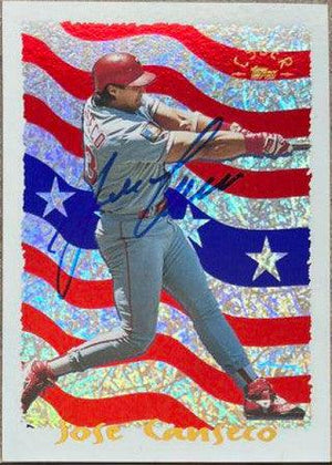 Jose Canseco Signed 1995 Topps Cyberstats Season In Review Baseball Card - Texas Rangers - PastPros