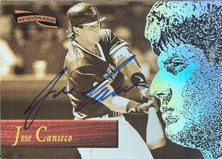 Jose Canseco Signed 1996 Pinnacle Aficionado Baseball Card - Boston Red Sox - PastPros