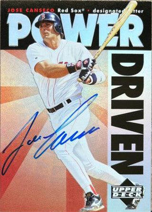 Jose Canseco Signed 1996 Upper Deck Power Driven Baseball Card - Boston Red Sox - PastPros