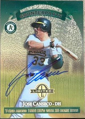 Jose Canseco Signed 1997 Donruss Limited Baseball Card - Oakland A's - PastPros