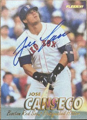 Jose Canseco Signed 1997 Fleer Baseball Card - Boston Red Sox - PastPros