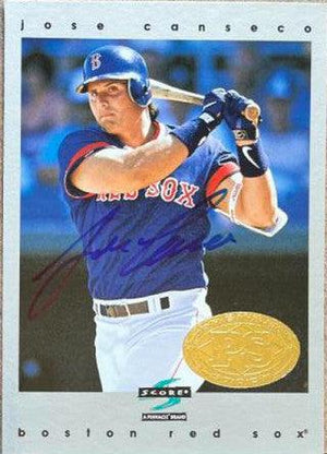 Jose Canseco Signed 1997 Score Premium Stock Baseball Card - Boston Red Sox - PastPros