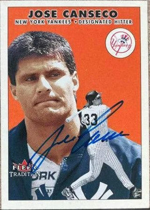 Jose Canseco Signed 2000 Fleer Tradition Update Baseball Card - New York Yankees