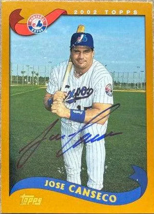 Jose Canseco Signed 2002 Topps Baseball Card - Montreal Expos - PastPros